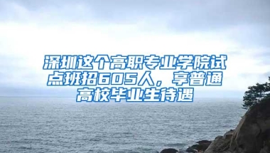 深圳这个高职专业学院试点班招605人，享普通高校毕业生待遇