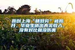 原创上海“精致穷”被揭开，毕业生晒出真实收入，没有对比就没伤害