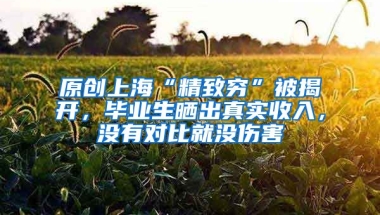 原创上海“精致穷”被揭开，毕业生晒出真实收入，没有对比就没伤害