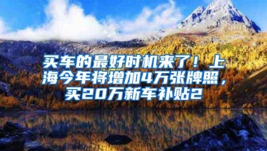 买车的最好时机来了！上海今年将增加4万张牌照，买20万新车补贴2