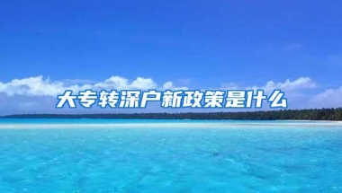 大专转深户新政策是什么