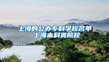 上海的公办专科学校名单 上海本科类院校