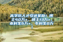 高学历人才引进奖励！博士40万+，硕士13万+，本科生6万+，专科生0万！