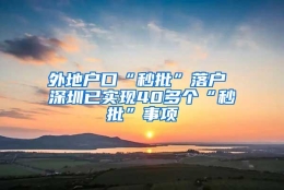 外地户口“秒批”落户 深圳已实现40多个“秒批”事项