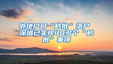 外地户口“秒批”落户 深圳已实现40多个“秒批”事项