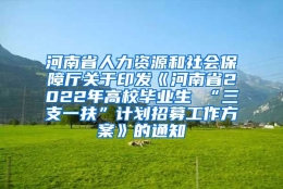 河南省人力资源和社会保障厅关于印发《河南省2022年高校毕业生 “三支一扶”计划招募工作方案》的通知