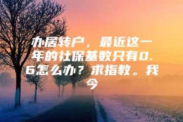 办居转户，最近这一年的社保基数只有0.6怎么办？求指教。我今