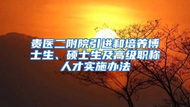 贵医二附院引进和培养博士生、硕士生及高级职称人才实施办法