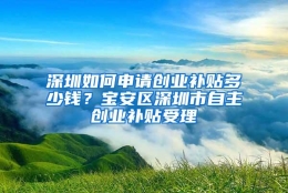 深圳如何申请创业补贴多少钱？宝安区深圳市自主创业补贴受理