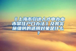 《上海市引进人才申办本市常住户口办法》及其实施细则的适用对象是什么？