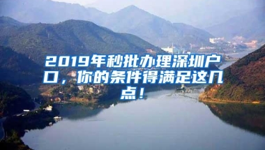 2019年秒批办理深圳户口，你的条件得满足这几点！