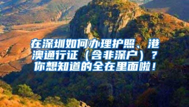 在深圳如何办理护照、港澳通行证（含非深户）？你想知道的全在里面啦！