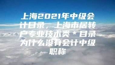 上海2021年中级会计目录，上海市居转户专业技术类＊目录为什么没有会计中级职称