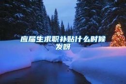 应届生求职补贴什么时候发呀