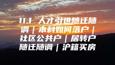 11.1 人才引进随迁随调｜本科如何落户｜社区公共户｜居转户随迁随调｜沪籍买房