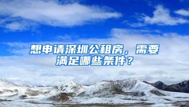 想申请深圳公租房，需要满足哪些条件？