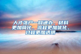 人才落户一网通办，材料更加简化、流程更加优化、过程更加透明