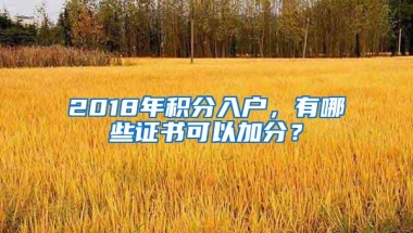 2018年积分入户，有哪些证书可以加分？