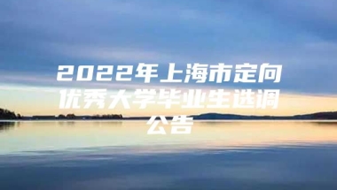 2022年上海市定向优秀大学毕业生选调公告