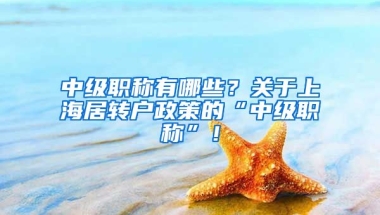 中级职称有哪些？关于上海居转户政策的“中级职称”！