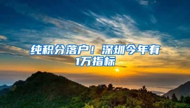 纯积分落户！深圳今年有1万指标