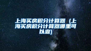 上海买房积分计算器 (上海买房积分计算器哪里可以查)