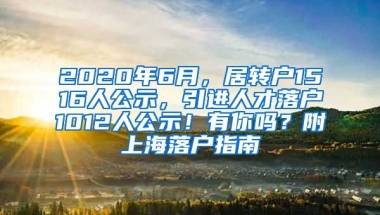 2020年6月，居转户1516人公示，引进人才落户1012人公示！有你吗？附上海落户指南