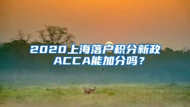 2020上海落户积分新政 ACCA能加分吗？