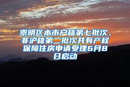 崇明区本市户籍第七批次、非沪籍第二批次共有产权保障住房申请受理6月8日启动