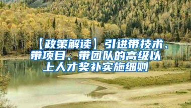 【政策解读】引进带技术、带项目、带团队的高级以上人才奖补实施细则