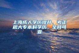 上海成人学历提升、考正规大专本科学历、全网可查