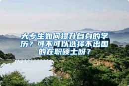 大专生如何提升自身的学历？可不可以选择不出国的在职硕士呀？