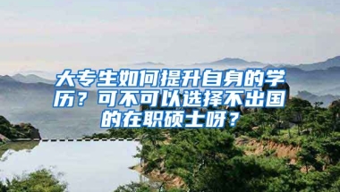 大专生如何提升自身的学历？可不可以选择不出国的在职硕士呀？