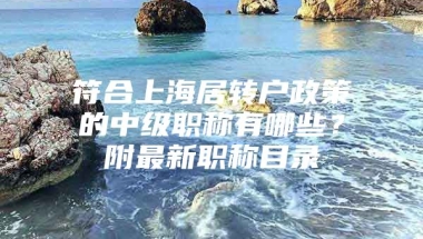 符合上海居转户政策的中级职称有哪些？附最新职称目录