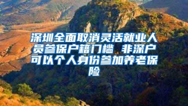 深圳全面取消灵活就业人员参保户籍门槛 非深户可以个人身份参加养老保险