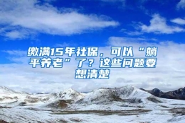 缴满15年社保，可以“躺平养老”了？这些问题要想清楚