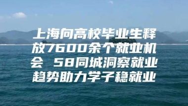 上海向高校毕业生释放7600余个就业机会 58同城洞察就业趋势助力学子稳就业