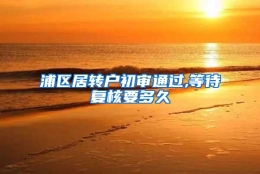 浦区居转户初审通过,等待复核要多久