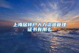 上海居转户人力资源管理证书有用么