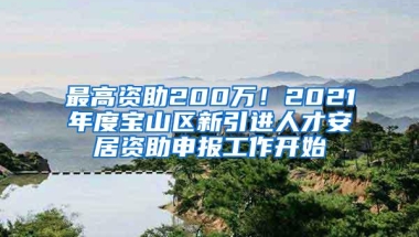 最高资助200万！2021年度宝山区新引进人才安居资助申报工作开始