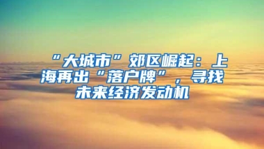 “大城市”郊区崛起：上海再出“落户牌”，寻找未来经济发动机