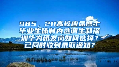 985，211高校应届博士毕业生体制内选调生和深圳华为研发岗如何选择？已同时收到录取通知？