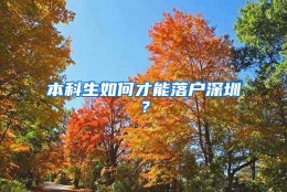 本科生如何才能落户深圳？