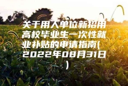 关于用人单位新招用高校毕业生一次性就业补贴的申请指南( 2022年08月31日 )