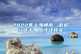 2022年上海楼市：低积分选手，应该这样买