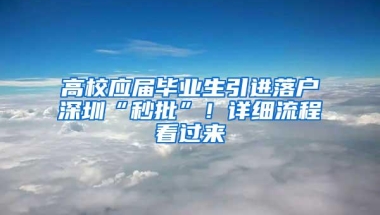 高校应届毕业生引进落户深圳“秒批”！详细流程看过来