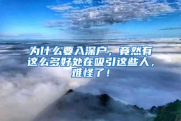 为什么要入深户，竟然有这么多好处在吸引这些人，难怪了！