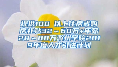 提供100㎡以上住房或购房补贴32～60万+年薪20～80万滁州学院2019年度人才引进计划