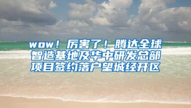 wow！厉害了！腾达全球智造基地及华中研发总部项目签约落户望城经开区