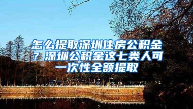 怎么提取深圳住房公积金？深圳公积金这七类人可一次性全额提取